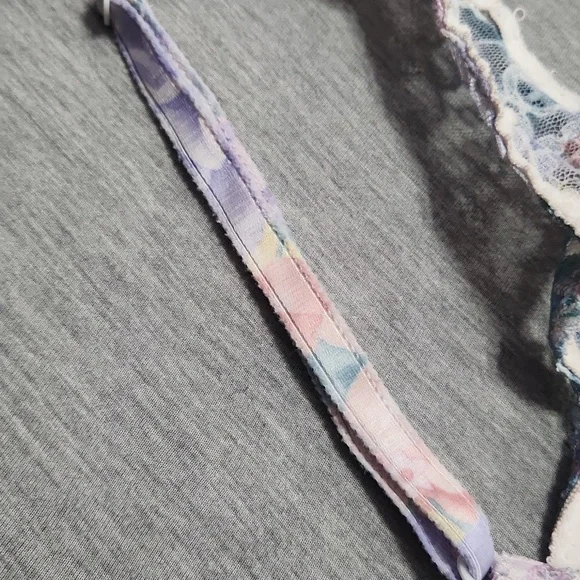 Vintage Watercolor Rainbow Sheer Floral Lace Lingerie Unlined Wired Bra Bralette